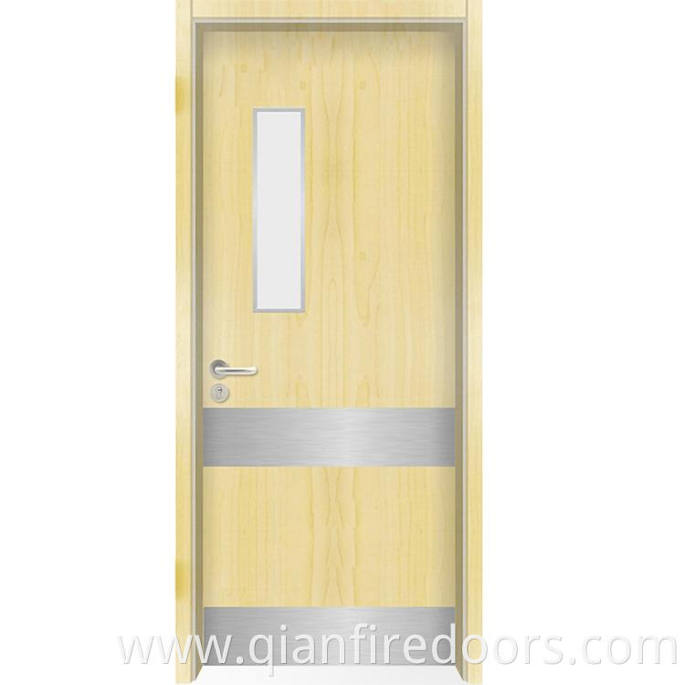 Hospital office main solid door pvc waterproof front wood framed glass doors